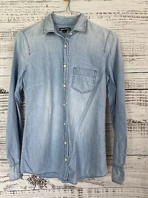 J.CREW Mercantile Button Up Shirt Womens Blue Denim Chambray Long Sleeve Size XS • $14