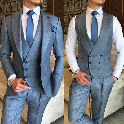 Men's Casual Gray Suit Classic Slim Fit Notch Lapel Blazer With Pants • $82.66