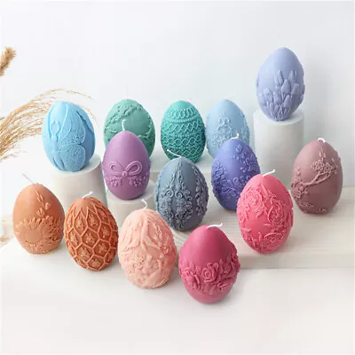 Egg Flower Silicone Candle Mold Easter Egg Art Plaster DIY Decor Cake Soap Mould • £11.95