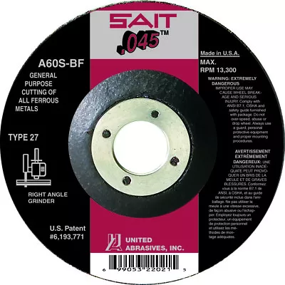 United Abrasives 22047-50 PACK- General Purpose Cut-Off Wheel  6  X .045  X 7/8  • $168.50