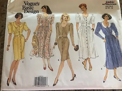 🌸 Vogue Basic Design #2482 - Ladies Pretty ( 5 Style ) Dress Pattern 8-12 Ff • $11.39