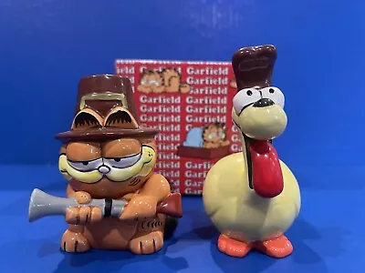 Garfield & Odie Thanksgiving Salt & Pepper Set Shaker Vintage Enesco • $99.99