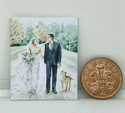 Handmade Miniature Dolls House Accessory Canvas Style  Picture Bridal Wedding 3 • £1.99