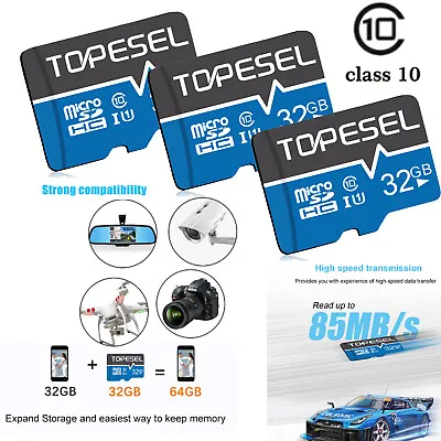 TOPESEL Micro SD Card 16GB 32GB 64GB 128GB TF Class 10 For Smartphone Tablet Lot • $58.79