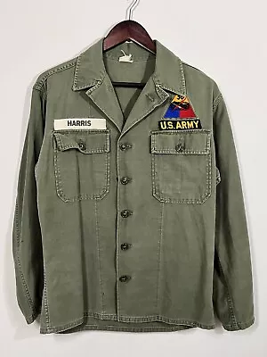 1950s Vietnam OG 107 Cotton Sateen Utility Shirt Fatigue Large US Army Harris • $44.95