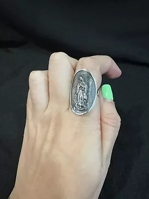 925 Sterling Silver Womens Mens Virgin Maria Mary Virgen Guadalupe Ring Sz 7 • $49.99