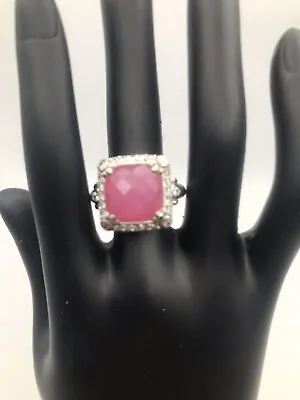 Judith Ripka Sterling Silver Rose Pink Quartz Doublet Ring SZ 10 • $105