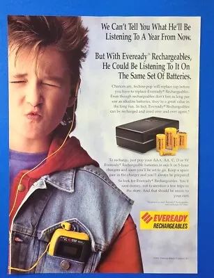 1992 EVEREADY RECHARGEABLES Batteries Magazine Print Ad 8 X 10.75 • $6.99