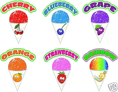 Snow Sno Cone Concession Cart Food Truck Van Vinyl Decal All (6) 6 X5  Decals • $19.95