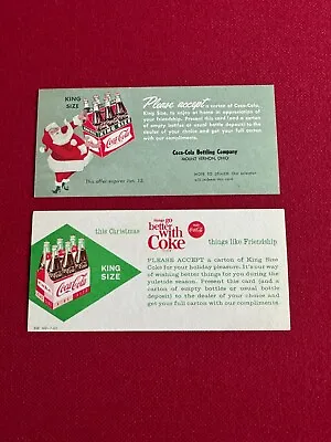 1963 Coca-Cola (2) Free 6-Pack Coupons (Santa) Scarce / Vintage • $49