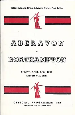 Aberavon v Northampton Saints 17 Apr 1981 RUGBY PROGRAMME • £4.99