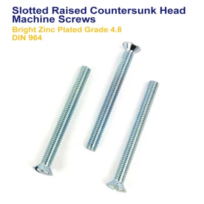 M4 X 60mm SLOTTED RAISED COUNTERSUNK HEAD MACHINE SCREWS BRIGHT ZINC DIN 964 • £340.39