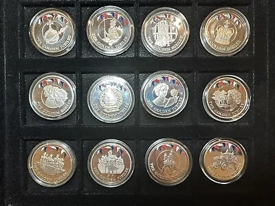 2002 Falkland Islands Golden Jubilee Coronation Proof 50 Pence Full Set 12 • £100