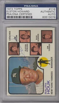 Elston Howard Ralph Houk Yankees 1973 Topps #116 Signed AUTOGRAPH PSA DNA • $144.99