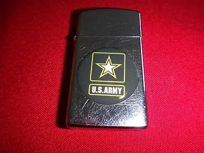 Year 1976 Zippo Slim Lighter With US ARMY Raised Emblem • $45.83