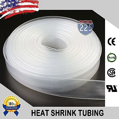 100 FT. 100' Feet CLEAR 1/2  13mm Polyolefin 2:1 Heat Shrink Tubing Tube Cable • $22.50