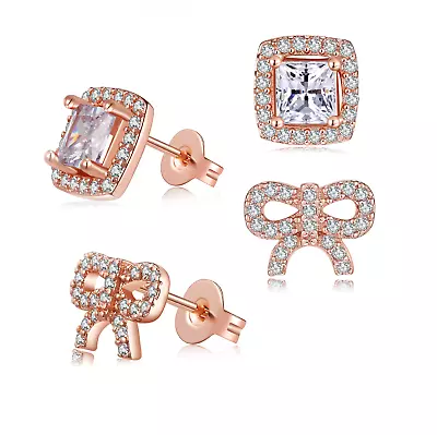 Buyless Fashion Girl Rose Gold 2 Pack Surgical Steel Triangle Circle Star Stud • $8.27