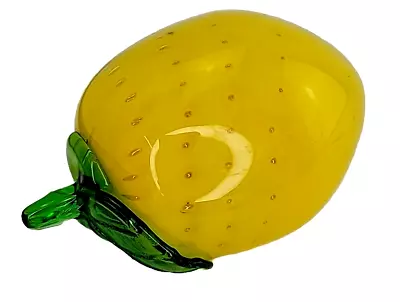 Vintage Murano Style Decorative Hand Blown Art Glass Fruit Yellow Lemon • $12.99