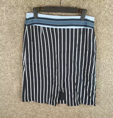 Loft Blue Stripe Pencil Skirt Womens 8 Viscose Front Slit Career Chic NWT • $23.99