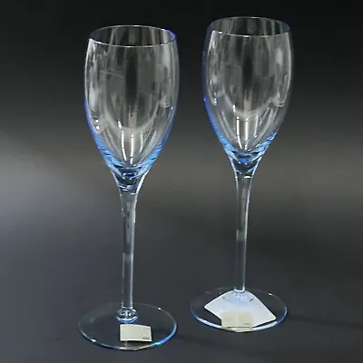 NEW Set Of 2 Mikasa Crystal ELITE LIGHT BLUE Wine Glasses Yugoslavia VTG 8.25  • $34.95