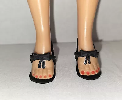 Vtg 1950's Little Miss Revlon Black Slip On Bow Shoes Heels 10.5  Doll Jill Jan • $18.99