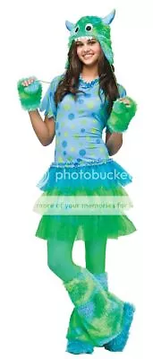 Teen Girls DLX MONSTER MISS Blue & Green Polka Dot Costume Junior Size 0-9 • $29.95