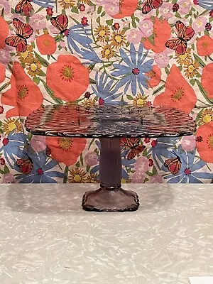 E. Smith Vintage Amethyst Purple Glass Trellis Cake Or Cupcake Stand Large • $75