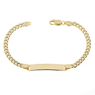 Italian 14k Yellow Gold Cuban ID Kids Bracelet Engravable 5.75  6mm 3.5 Grams • £287.32