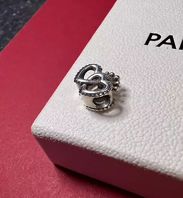 Genuine Pandora Silver S925 ALE Charm CROWN ENTWINED HEARTS • £15