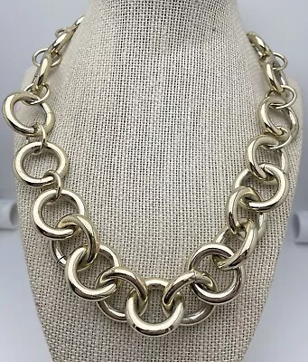 J.CREW Signed Gold Tone Chunky Ring Chain Necklace 19”.5” • $7.99