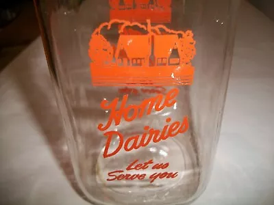 Vintage Home Dairies Quart Milk Bottle--Free Shipping • $17.50