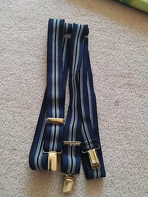 £15 • Buy Braces Suspenders Mens Vintage Blue Stripe  1970s 1980s RETRO SKA ADJUSTABLE