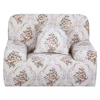 1-Piece Modern Floral Stretch Armchair Cover Sofa Beige • $22.38