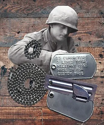 Custom Embossed Military Issue Stainless Steel Army Navy Marines AF ID Dog Tags • $8.95