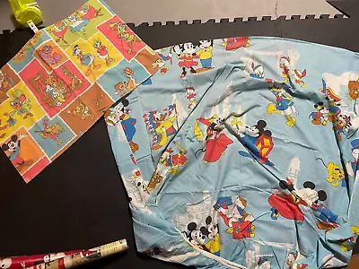 Vintage Disneyland Mickey Mouse Fitted Sheet & Pillow Case Set Walt Disney 60's • $25