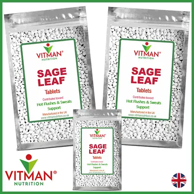 Sage Leaf Extract 2500mg 90 Tablets Vegan Menopause Hot Flushes Sweats Support • £8.29