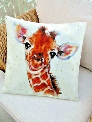 £7.99 • Buy Giraffe Water  Colour   Print Cushion Cover New