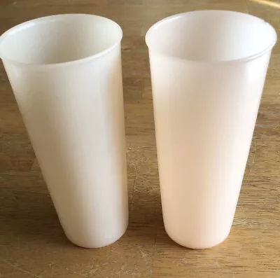 2 Vintage Tupperware 16 Oz Tumblers Cups Stackable 107 Pastel Orange USA Made • $7.99