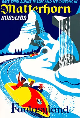 Disneyland - Fantasyland - Matterhorn Bobsleds - 1959 - Travel Poster • $9.99