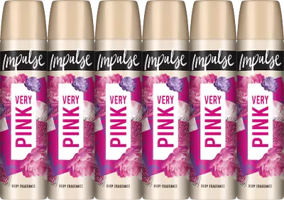 6x Impulse Body Fragrance Handy Travel Spray Deodorant 75ml - Very Pink • £14.50