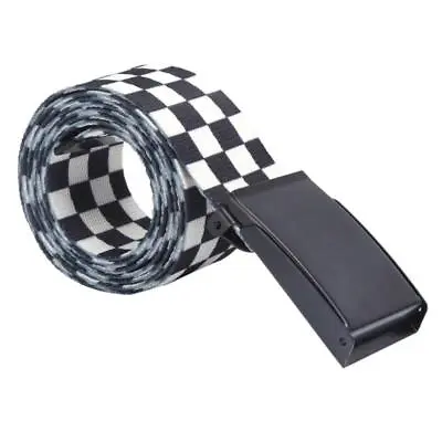 Men's Checkered Flip Top Cuttable Military Belt - Black White • £5.81