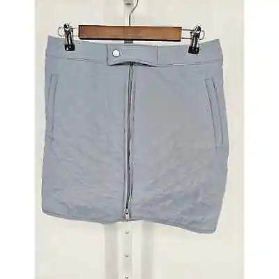 ATHLETA Apres Ski Skirt Purple Quilted Puffer Zip Front Pockets Drawstring Sz 10 • $25