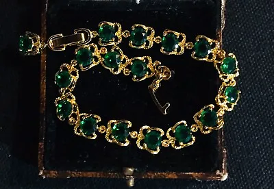 £11.99 • Buy Vintage Style Green Gemstones 18K Gold Plated Bracelet