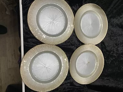 Z Gallerie Halo Gold Glitter 11  Dinner Plate Set Of 4 • $48