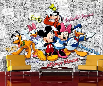 Kids Room Wall Mural Photo Wallpaper 141x100 Inch Comics Mickey Mouse Disney • £64.99