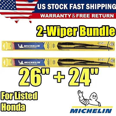 For Michelin 2-Wiper Blade Set Fits Listed Honda: 13-26-24 High Performance • $24.23