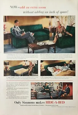 1951 Simmons Makes Hide A Bed Vintage Ad Extra Room Without Adding A Inch • $13.95