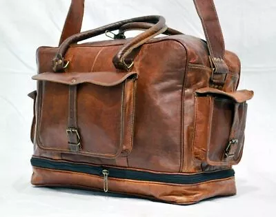24 Handmade Mens Leather Vintage Duffle Luggage Weekend Gym Overnight Travel Bag • $73.24