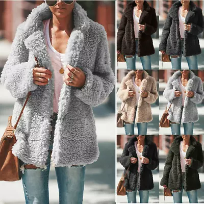 £21.75 • Buy Plus Size Women Teddy Bear Fluffy Jackets Coat Lady Casual Winter Thick Outwear