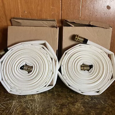 Pack Of 2 Fire Hose 3/4 IN. X 25 FT. With Garden Thread WHITE 250 PSI • $88